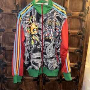 Ed Hardy By Christian Audigier All Over graphic Track Jacket Large